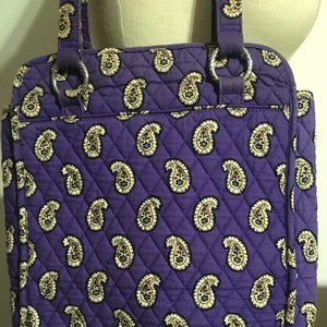 Vera Bradley Purple Vertical Tote Bag with Pockets Retired Print Simply Violet